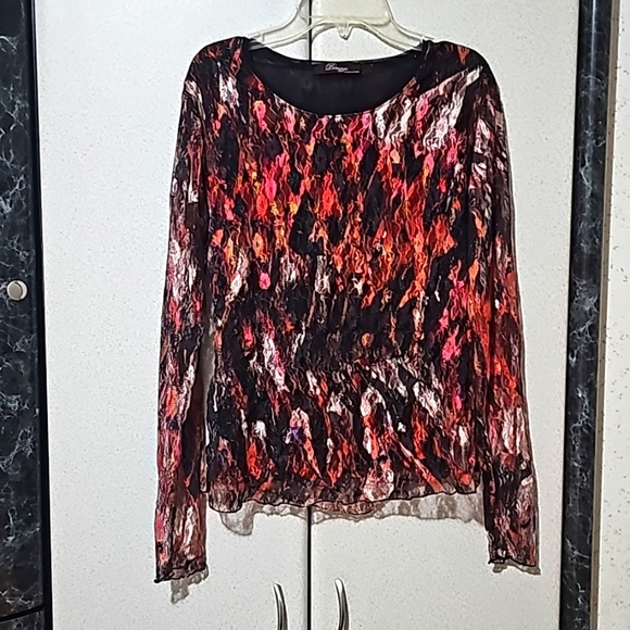 Women's Fancy Top, Lined Long Sleeve with Sheer Outer Layer, size M - Picture 1 of 5